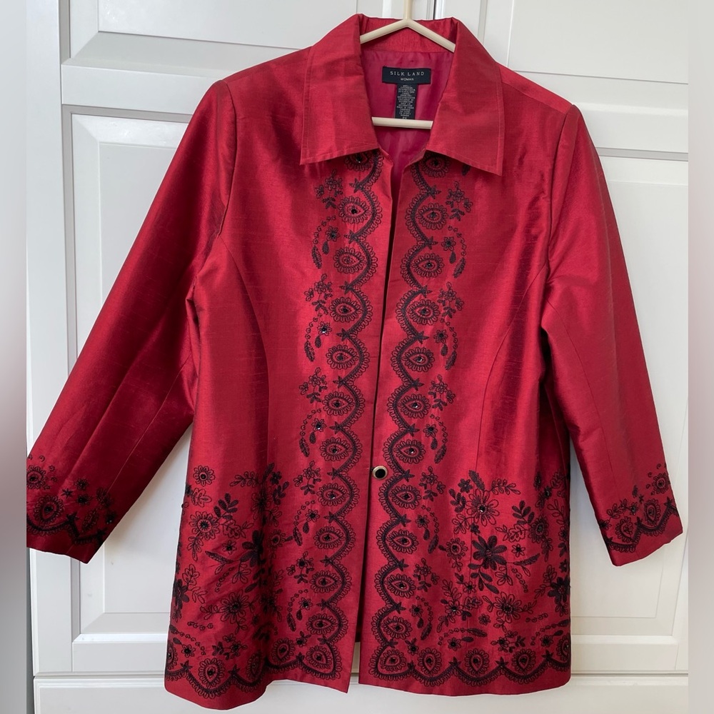 Silk Jacket with Embroidery and Beading